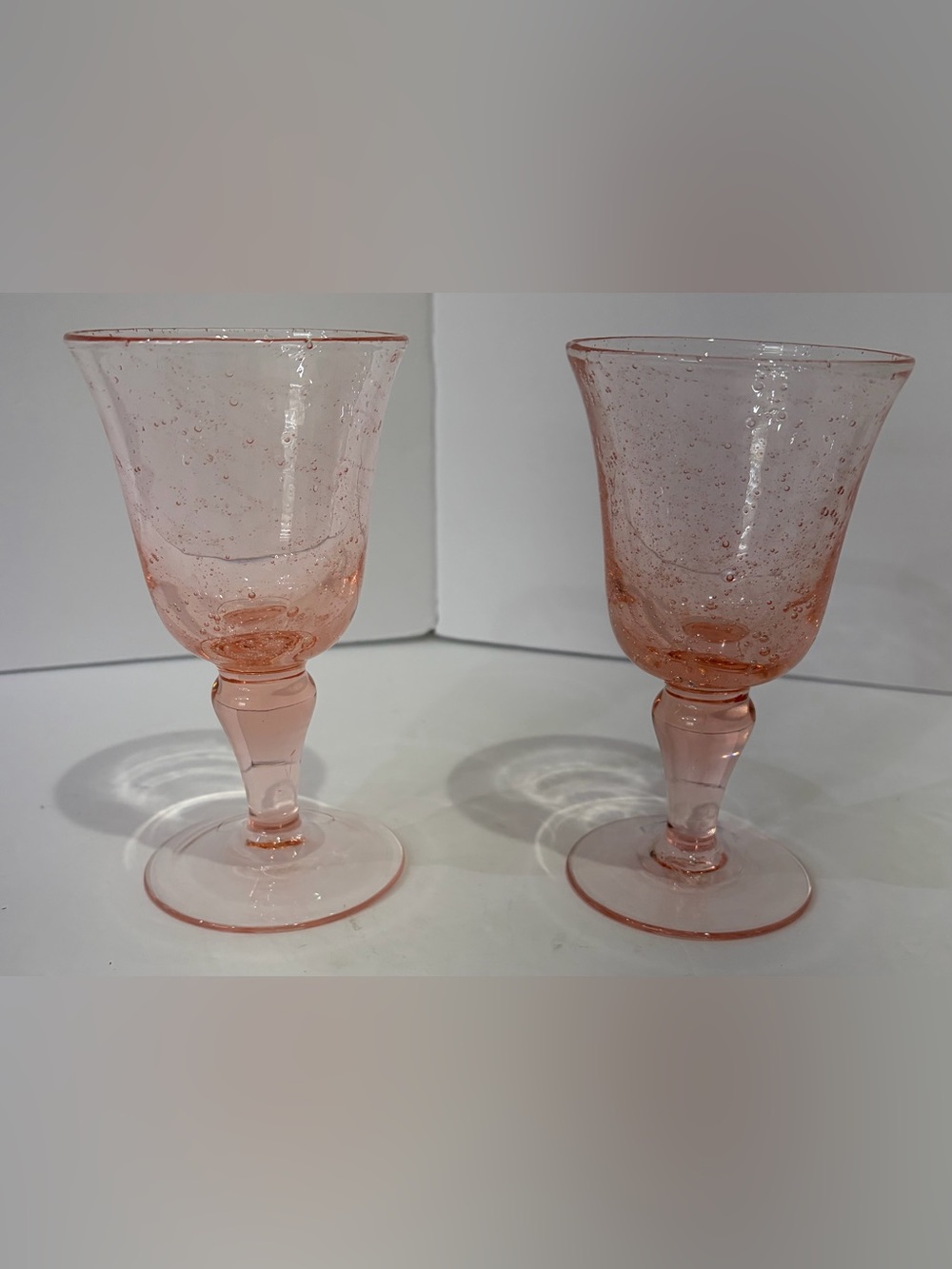 Vintage Juliska Provence Blush Bubble Glass Wine Goblets